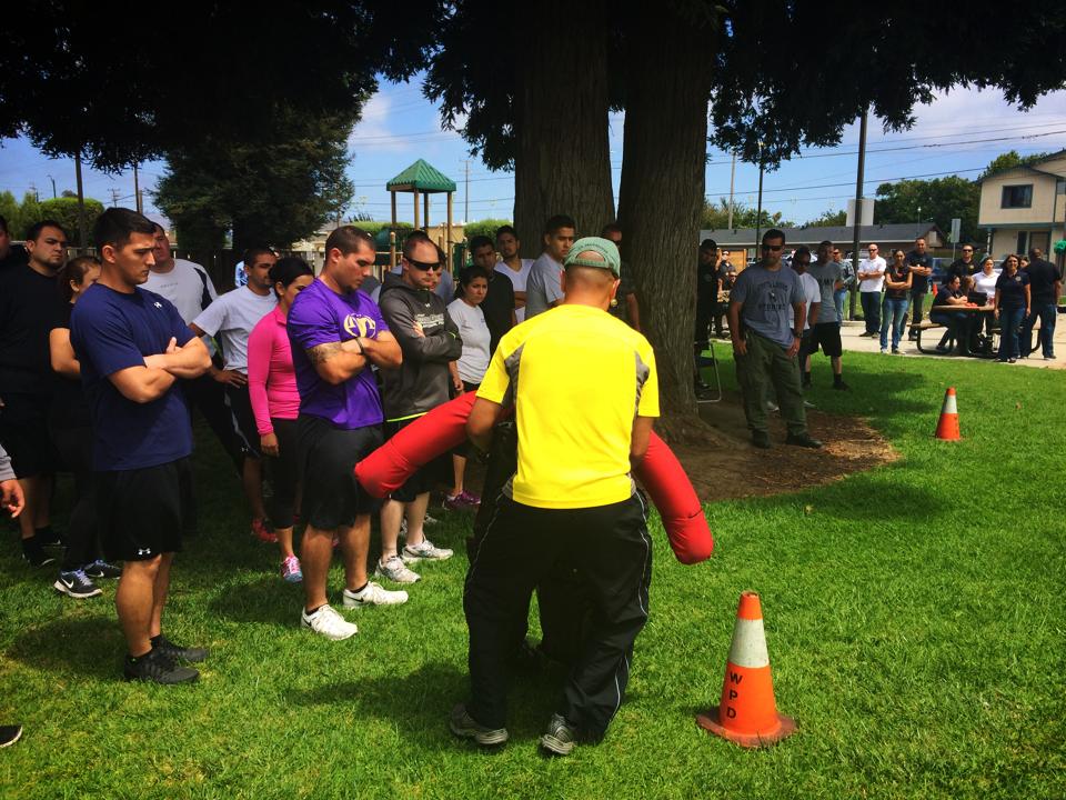 Group of participants outside engaging in activities